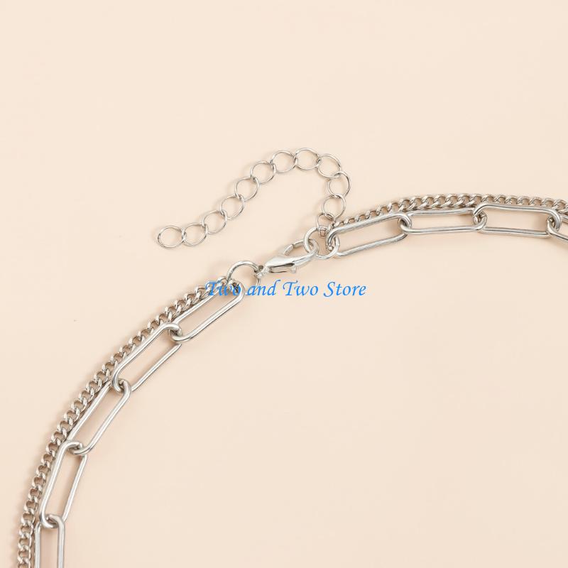 HX6F Elegant Design Square Charm Necklace Lightweight Alloy Jewelry Collarbone Chain For Gifts And Parties CN