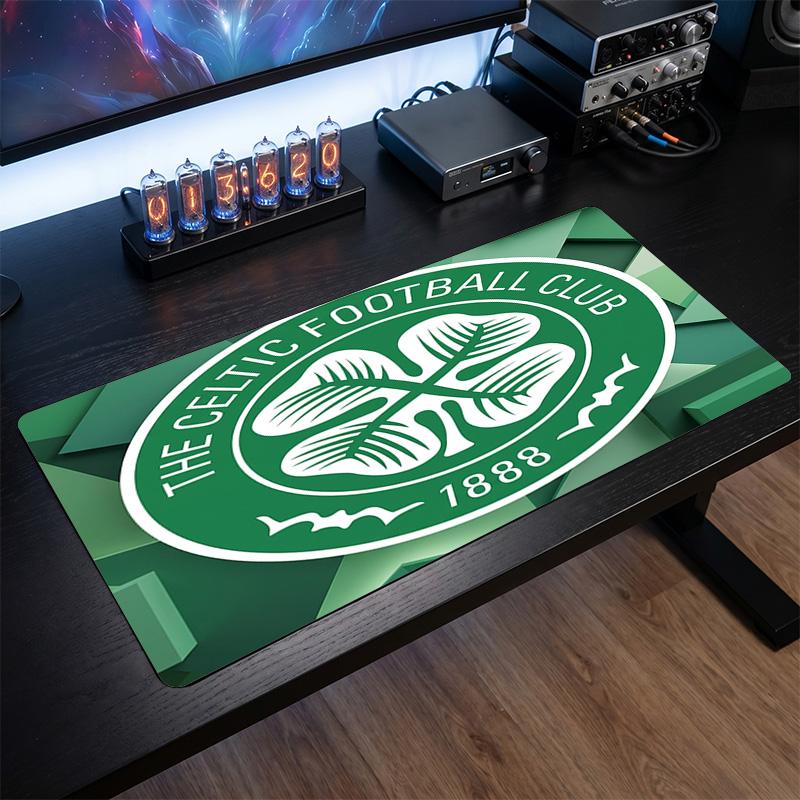 Celtic FC Theme Pattern Mouse Pad, Soccer Logo Design XXL Gaming Desk Mat Non-Slip Computer Mouse Pad