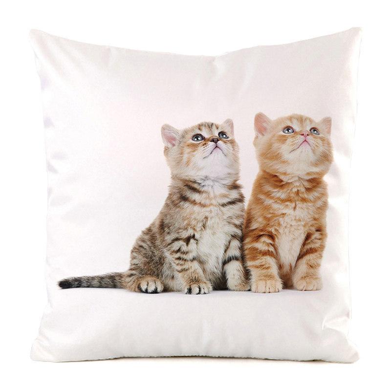 The cute cats from Northern Europe Digital printing short plush pillow covers for car sofa office cushion cover home goods