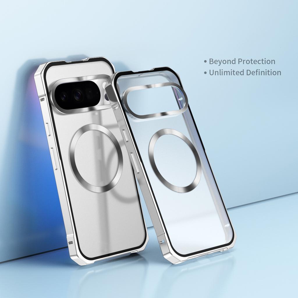 For Google Pixel 10 Pro XL Case Compatible with MagSafe Hard PC Metal Frame Frosted Phone Back Cover