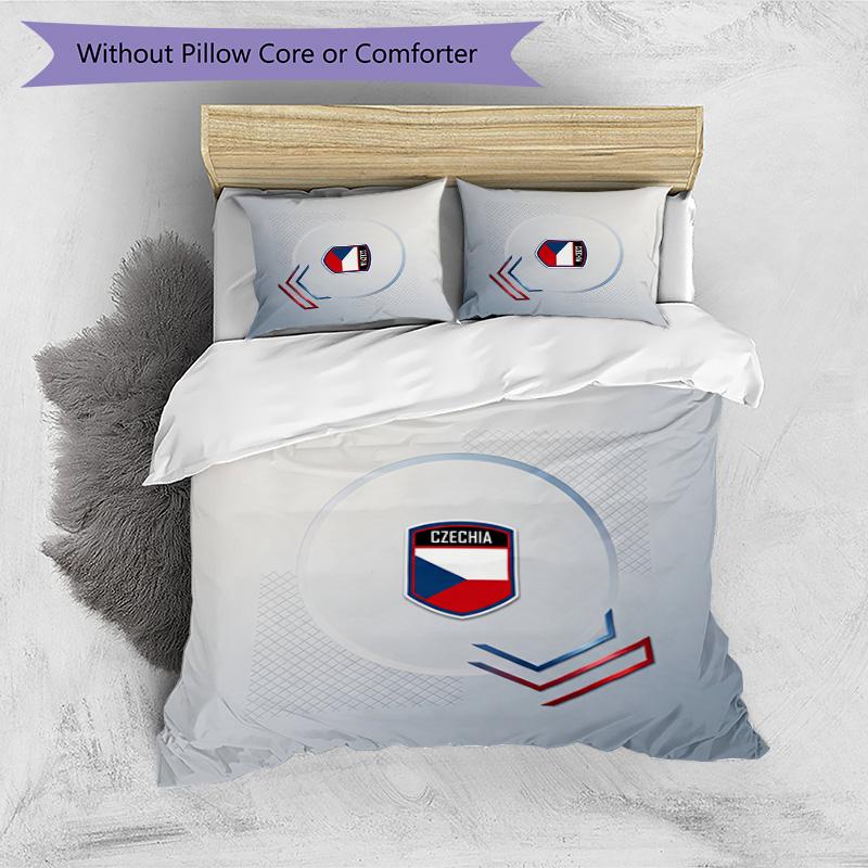 Czech Republi Football Printed Bedding 3 Piece Set Cozy Breathable Bed Cover Set As Housewarming Holiday Gift