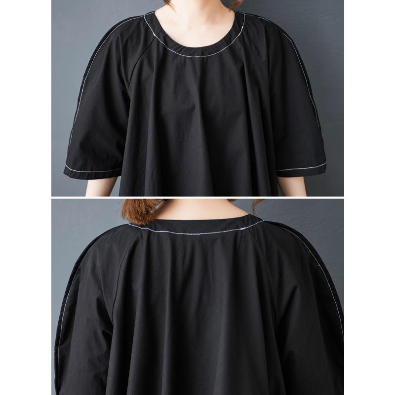 Dimanaf New 2025 Plus Size Summer Dress Women Basic O-Neck Casual Short Sleeve Dress Loose Long Dress