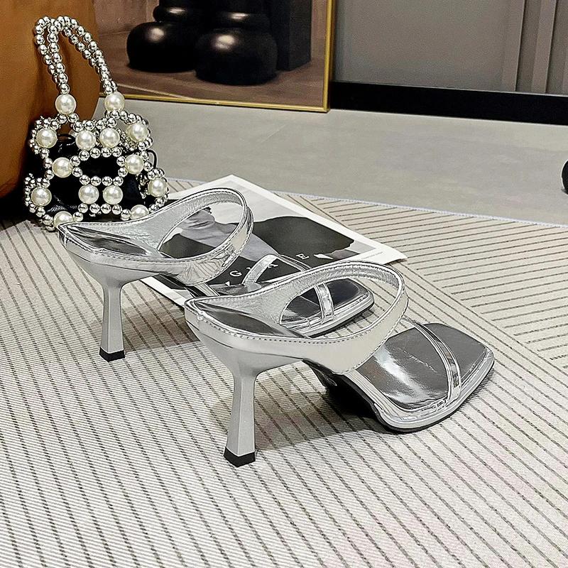 fashion 2024 Summer Street Style Woman Slippers Fashion Thin High Heels Party Stripper Shoes Ladies Elegant Open Toe Dress Sandalias
