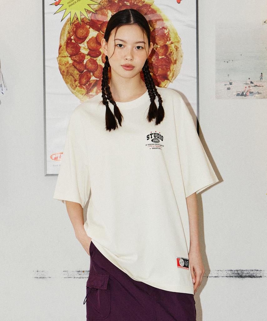 1993STUDIO [Lg Twins] Big Typographic T-Shirt_Cream