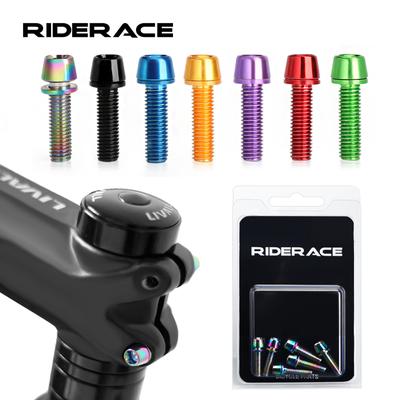 Lot de 6 vis de guidon de vélo M5 x 18 mm, en acier inoxydable plaqué titane, colorées, pour potence de vélo de montagne