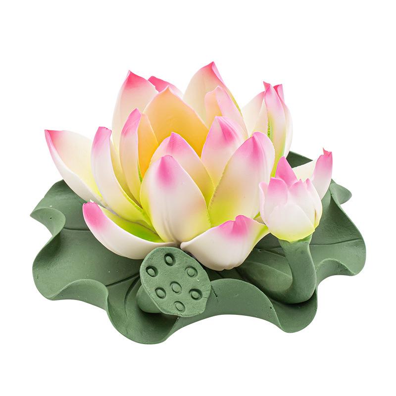Ceramic Handmade Lotus Incense Holder - No Ash Falling, Indoor Stick Incense Base Ornament