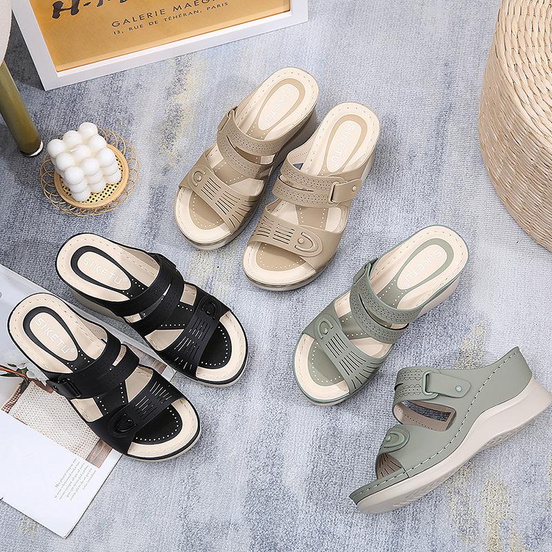 Fashion 2025 Spring And Summer New Fashionable Casual Wedge Beach Sandals Women's Shoes Comfortable, Breathable Elegant And Simple