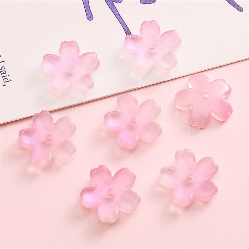 Glass Gradient Cherry Blossom Three-dimensional Accessories Beading Accessories Handmade Diy Bracelet Spacer Beads Accessories Strings Loose Beads