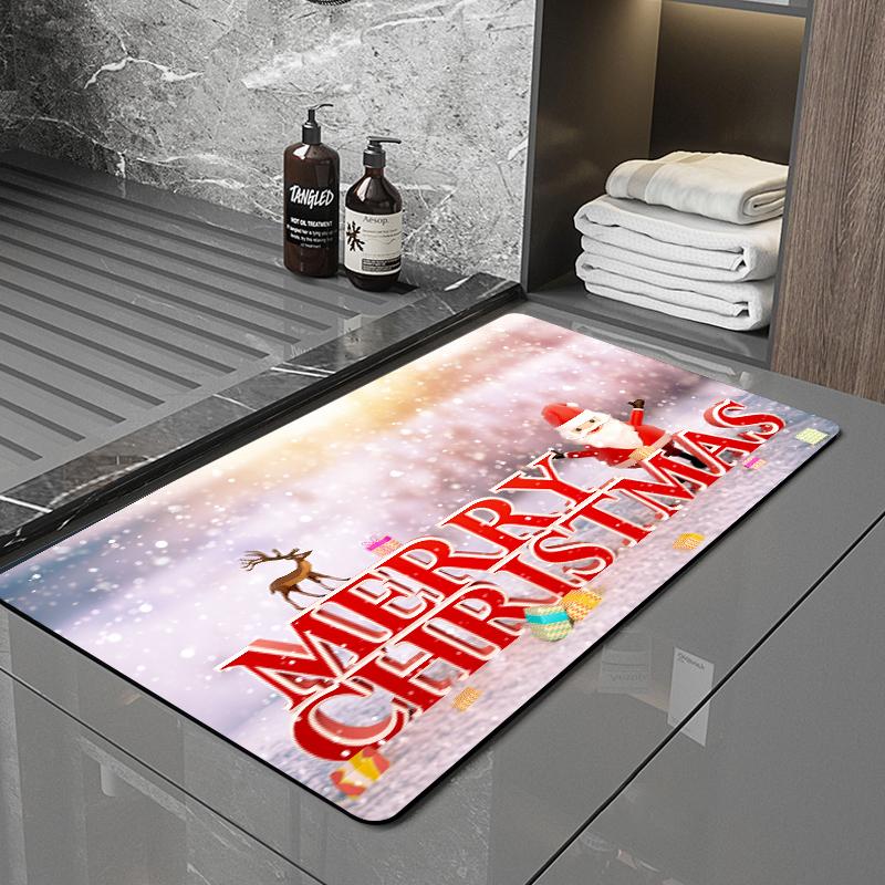 SANFAN Customizable Christmas Multipurpose Floor Mat Doorway Bath Mat Kitchen Mat