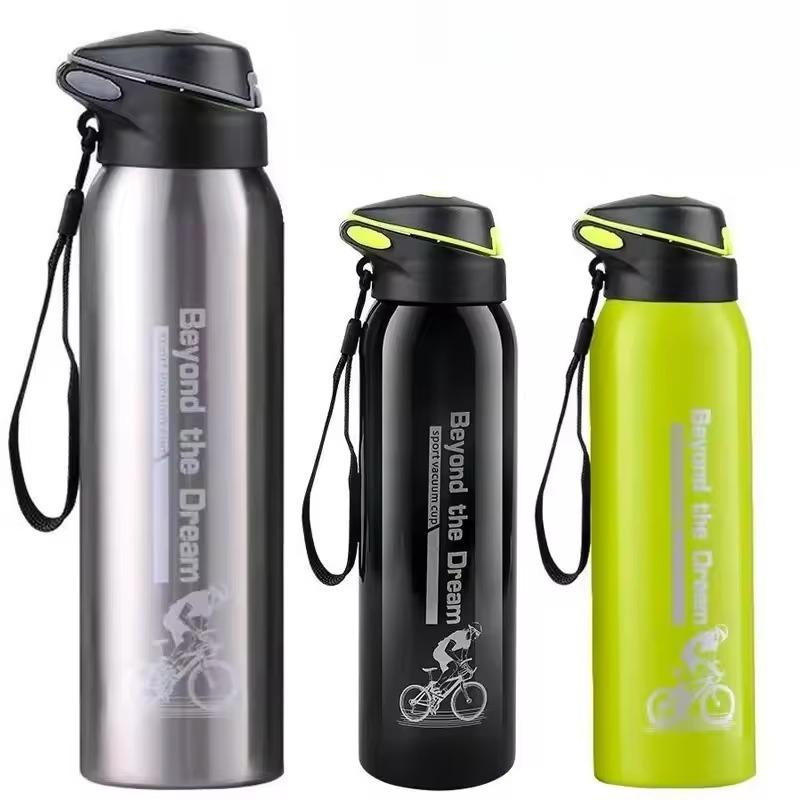 500ML Borraccia per Bicicletta Acciaio Inossidabile Sottovuoto Borraccia da Ciclismo a Parete Doppia Tazza Termica Semplice Isolante con Cannuccia