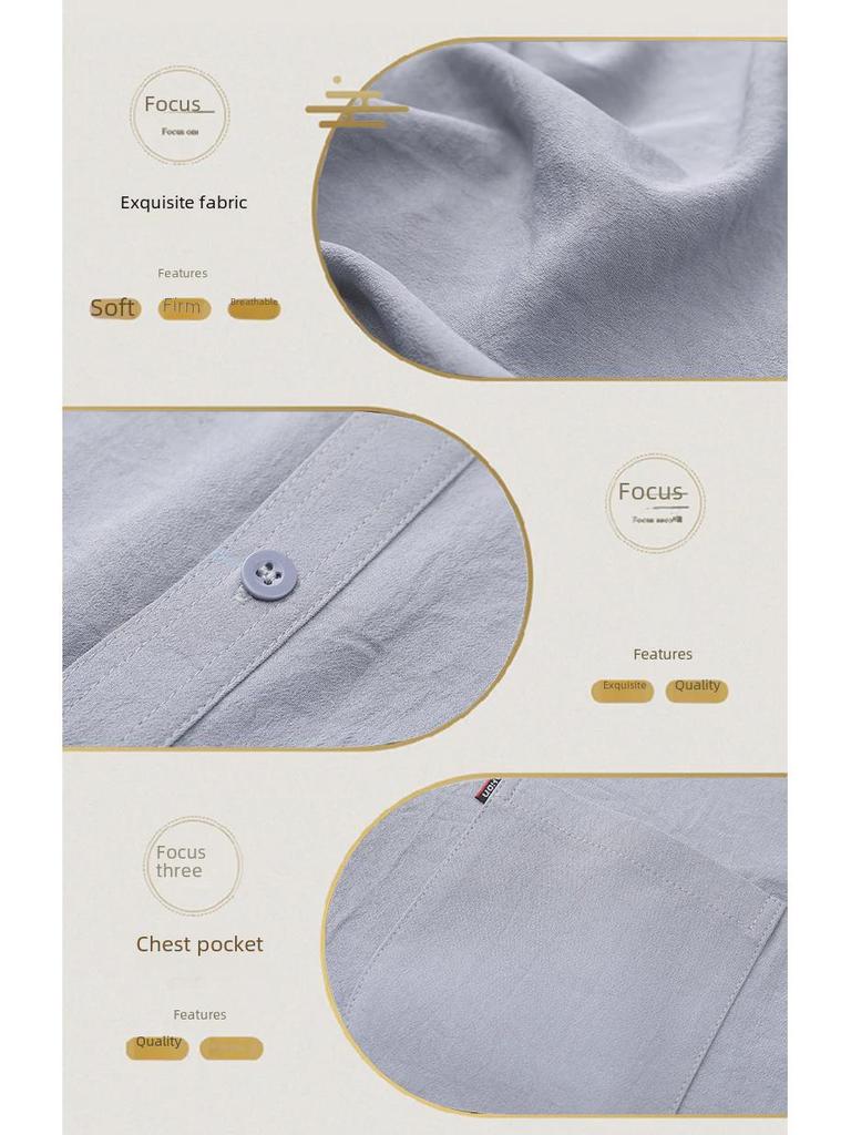 Ice Silk Short-Sleeve Summer Shirt for Middle-Aged and Elderly Men