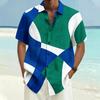 Bunte Patchwork-Muster Hawaiian-Hemd für Herren Geometrisch 3D-Druck Kurzarm Sommer Revers Aloha-Hemden Übergroße Blusen