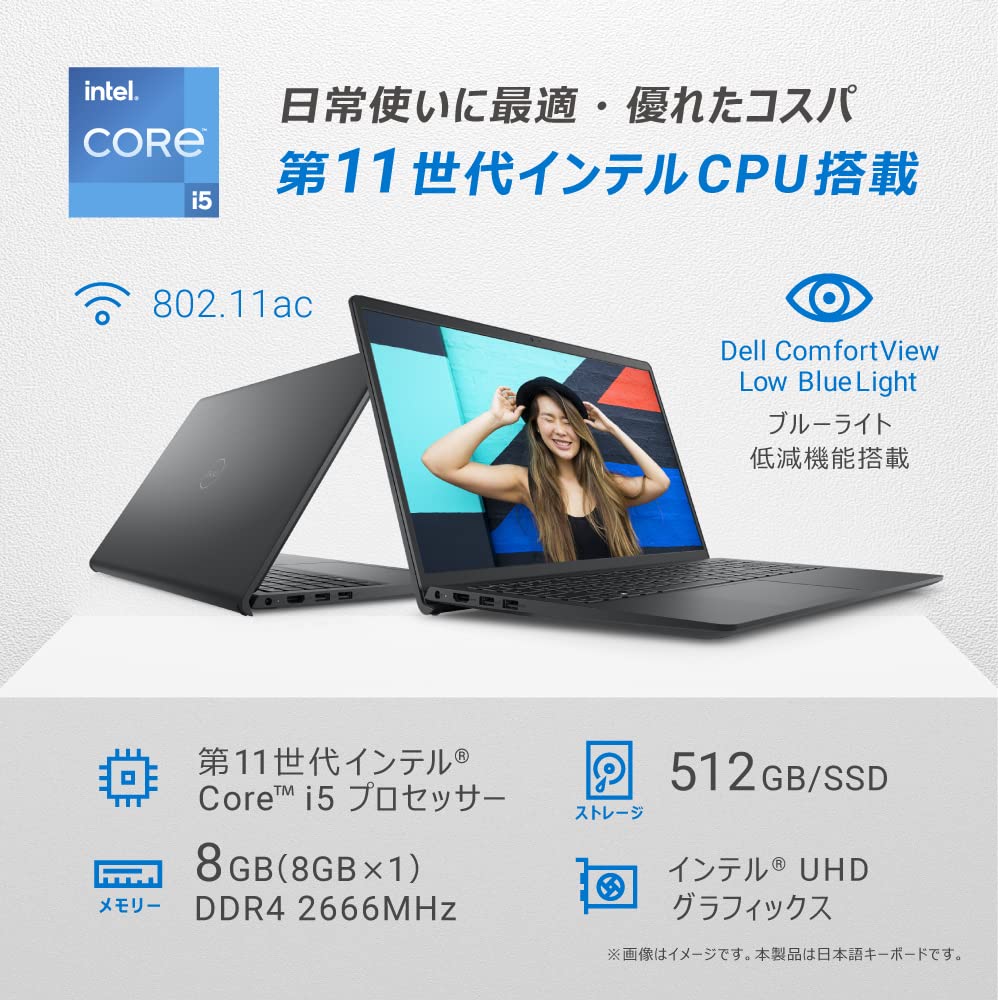 Dell Inspiron 15 3520 Intel Core 8GB 512GB Windows Carbon Repair 15.6-inch Laptop, 11th-Gen i5-1135G7, Memory, SSD, 11, 1.7kg Black, 1-Year