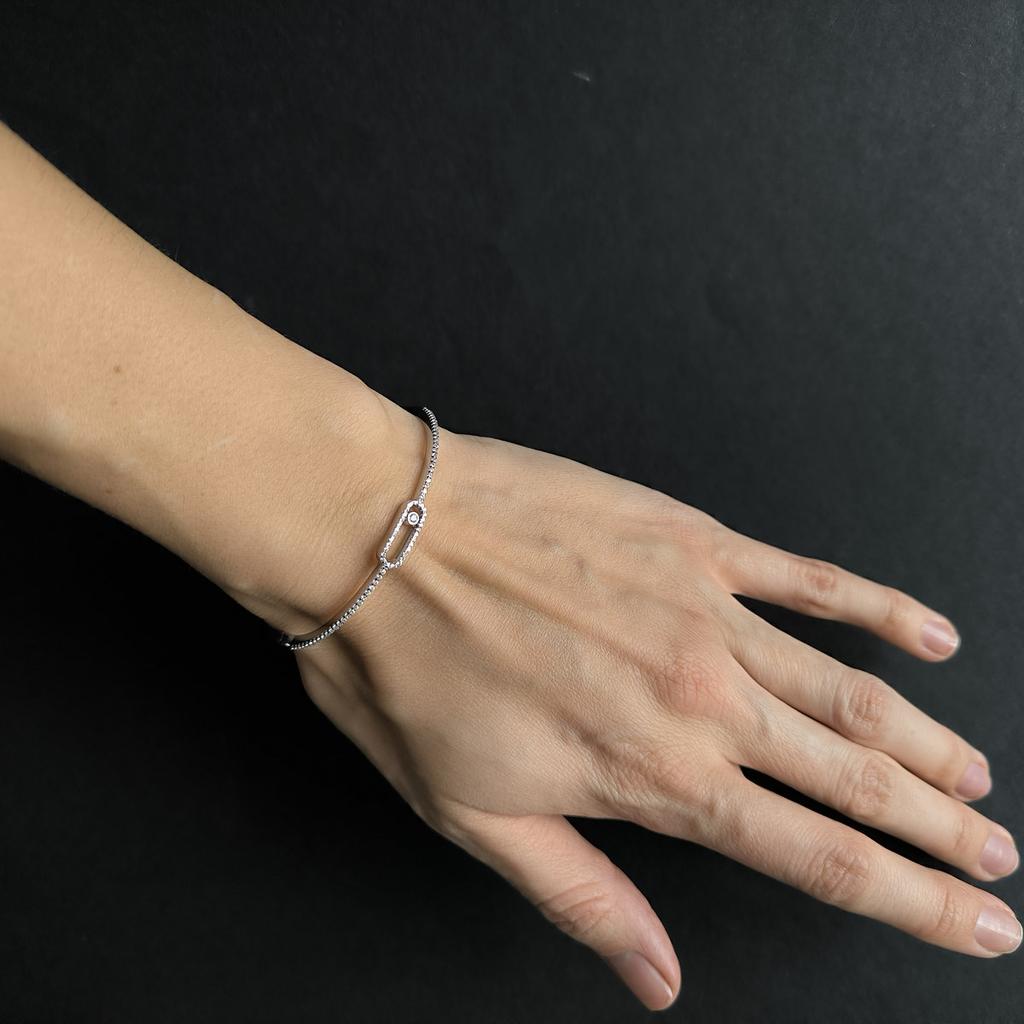 Silver Bracelet with Cubic Zirconia, Item Weight 7.34 G (2206354)