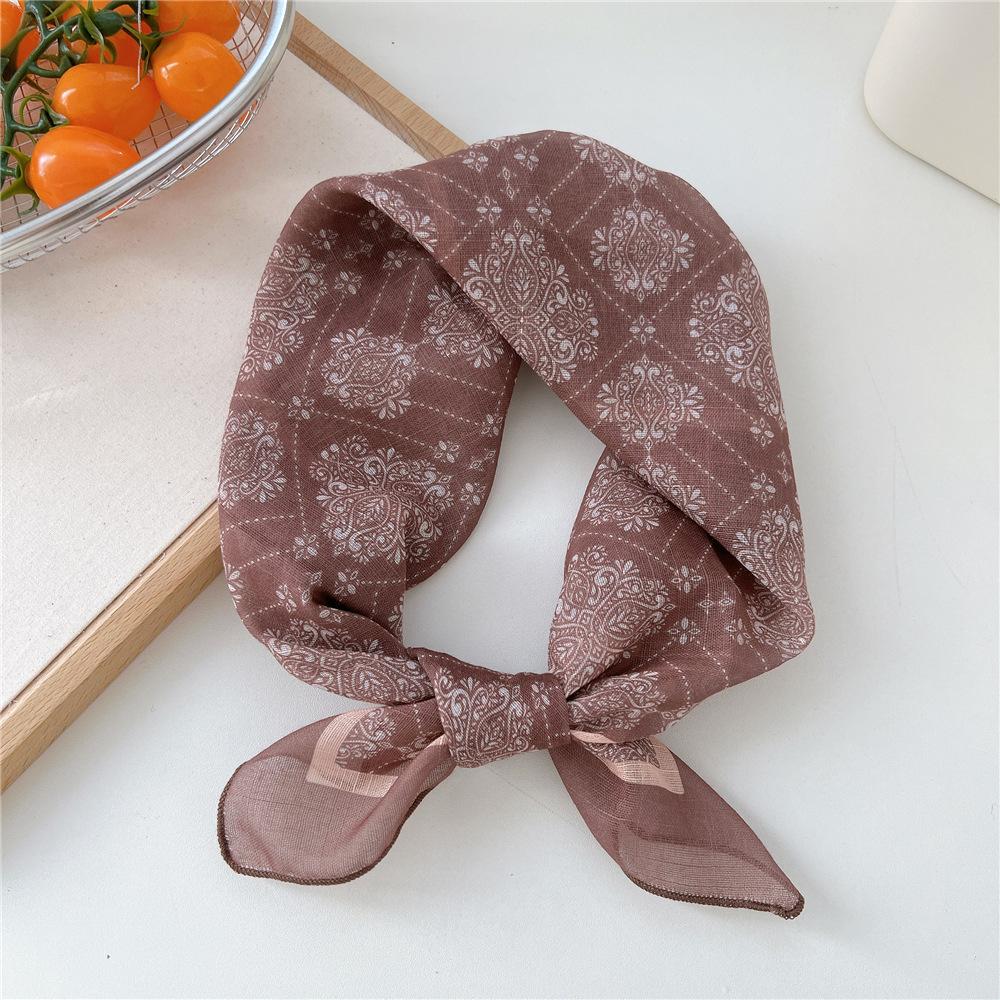 Fashion Women Printing Cotton Linen Small Square Scarf Scarf Women's Versatile Paisley Scarf Head Band Hair Accessories
