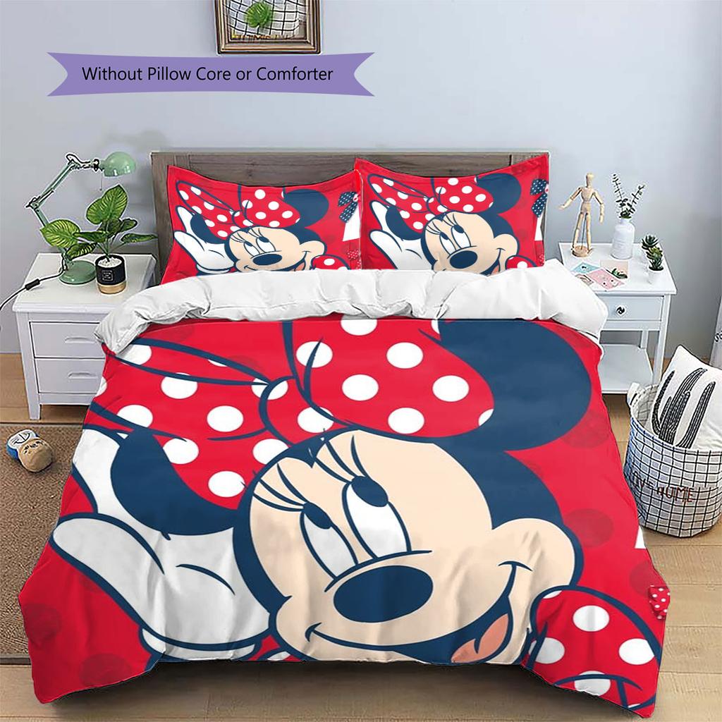 This Classic, Sweet Minnie Mouse-themed Print Bedding Set Is A Warm and Cozy Choice for Decorating A Child's Bedroom. Loves It!
