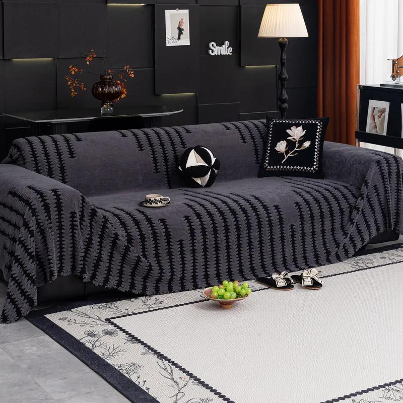 

Чехол для дивана EIFLOY-Stripe Plush Sofa Towel Cover, 3-местный, L-образный чехол для дивана, универсальный защитный чехол для мебели для кошек и собак, мягкий 180x130