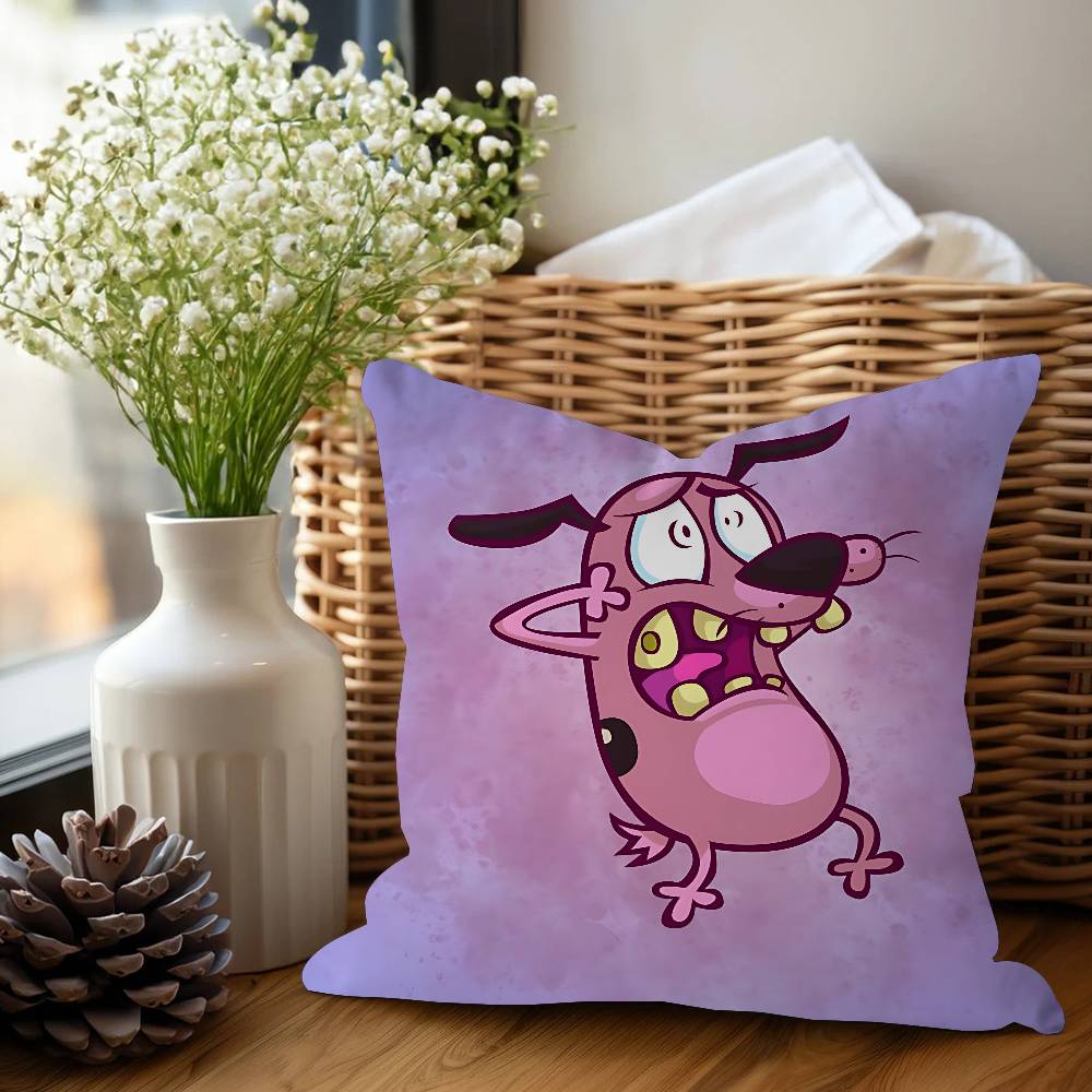 

Cute Courage The C-Cowardly Dog Pillowcases Home Bedding Decorative Pillow Cover Wedding Super Soft Pillow Case 12x12Inch