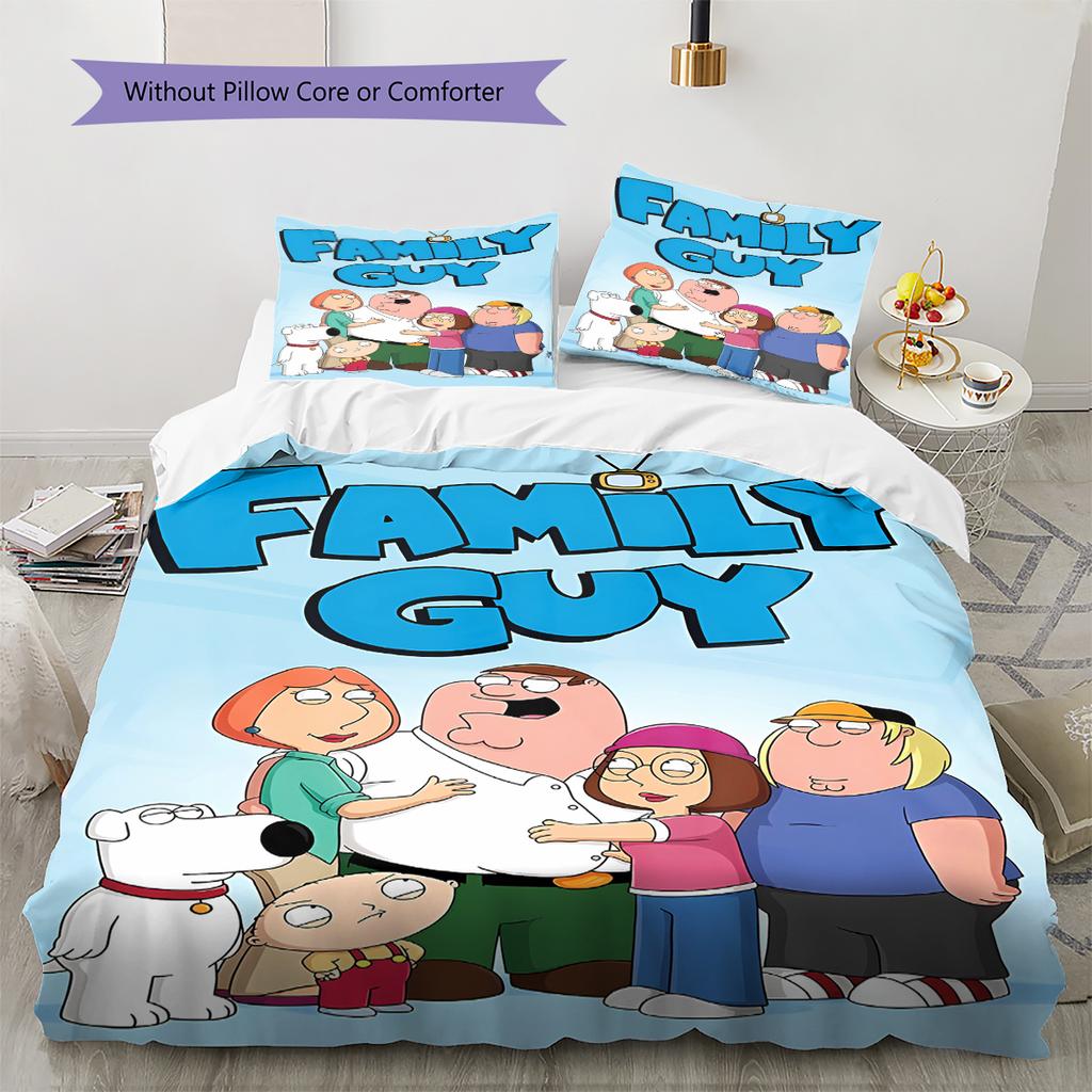 Family Guy Pattern Bedding,Quilt Set Quilt Cover Pillowcase Home Birthday Gift (1 * duvet cover + 2 * pillowcase, without core)