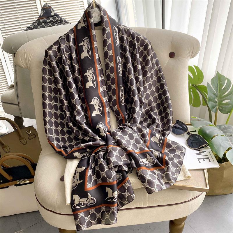 

Новое поступление женский шарф люксовый брендовый шарф женский ретро принтованный шелковый шарф шарфы длинный шарф дизайнерские пляжные накидки хиджаб бандана