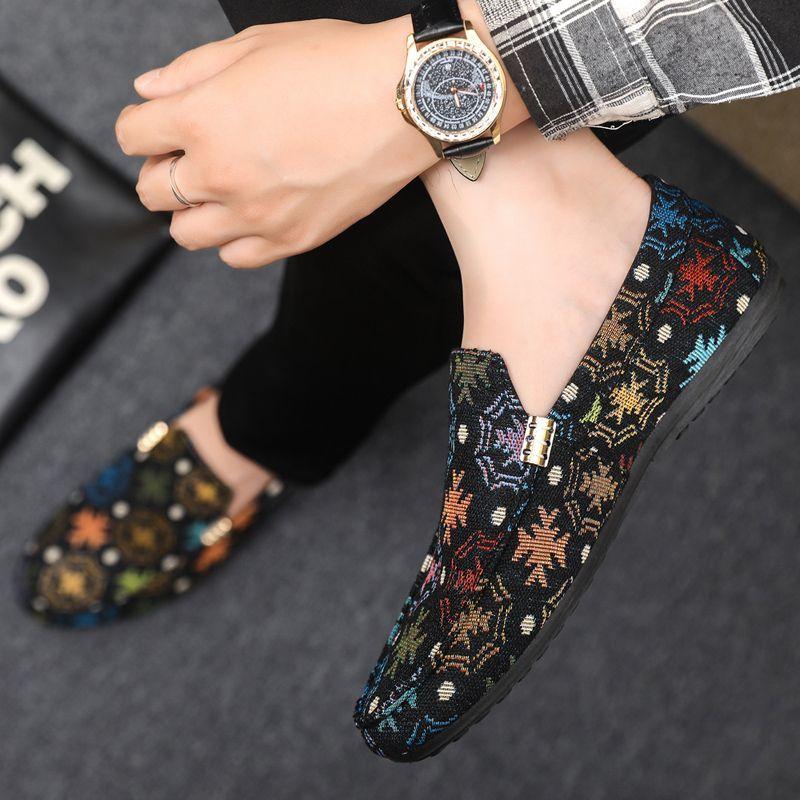 Mode Sneakers Print Beige Canvas Übergröße Herrenschuh Low-Top Legitim Im Angebot Deals Schuhe Angebot Erwachsene Übliche Herren Freizeitschuhe