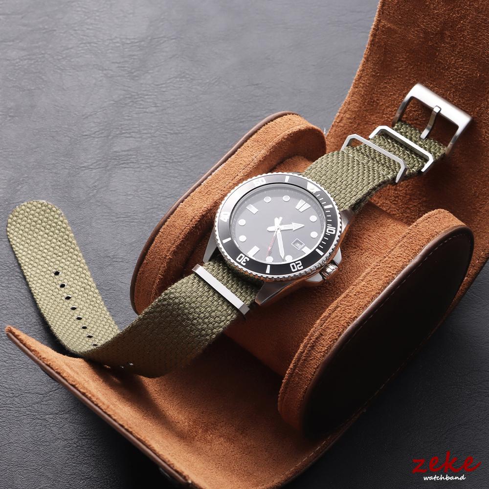 Premium-Rippenstoff-Uhrenarmband für Seiko Militärsport Gewebtes Nylon-Uhrenarmband für Omega 20mm 22mm Einteiliges Gewebe-Uhrenarmband