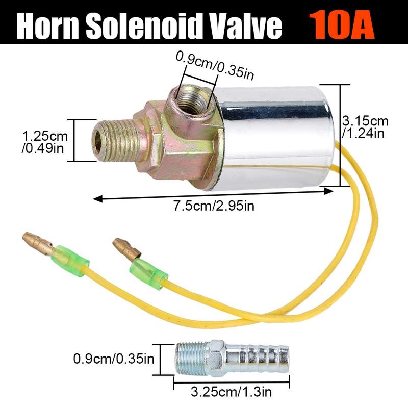 1/4inch 12V 24V 10A NEW Metal Car Train Truck Air Horn Electric Solenoid Valve Heavy Chrome