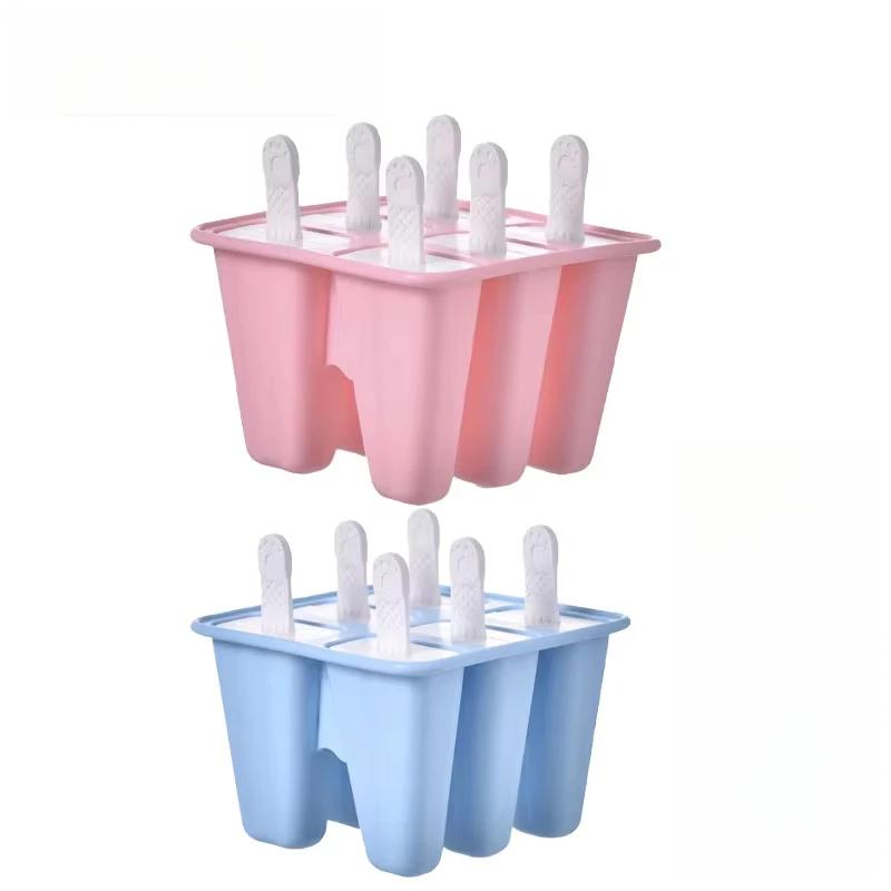 6 Girds Creative Silicone Ice Mold for Home Use Summer DIY Homemade Ice Cream Mold Kids Popsicle Ice Cube Tray Freeze Box