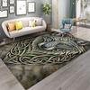 Viking Rune Wolf Pattern Area Rug Vintage-Themed Carpet Non-Slip for Office Bedroom Living Room Outdoor Cool Gift Decoration Mat