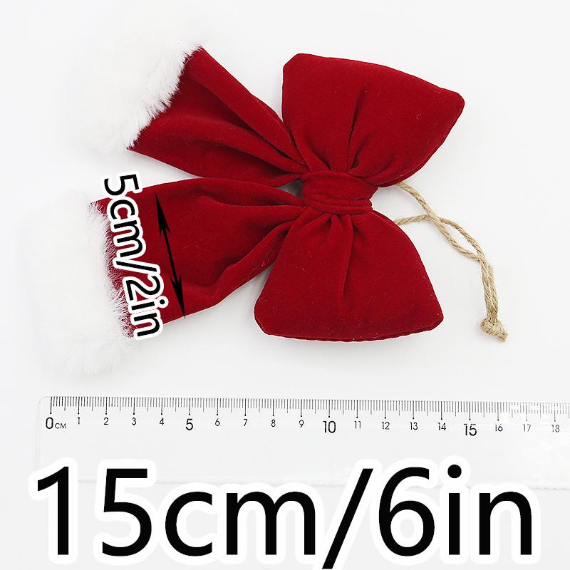 (1 Piece/bag) 15cm Christmas Plush Ribbon Bow Christmas Tree Decoration Clothing Tie Hair Accessories Pendant DIY