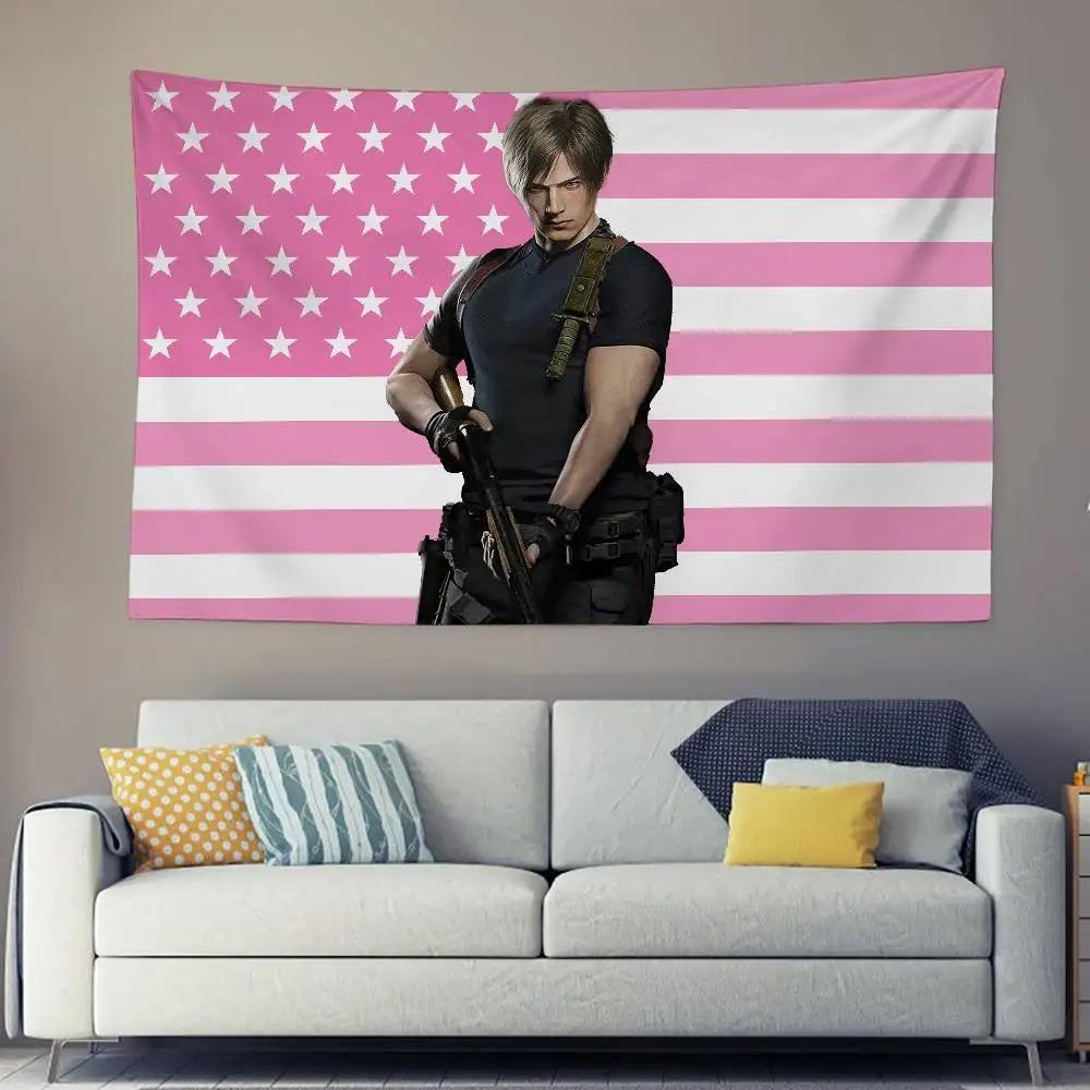 

Game Kennedy Evil Leon Tapistry Decorative Printed Tapestry American Flag Wall Hanging Cloth Dormitory Room Decoration 74x94cm(29x37in)