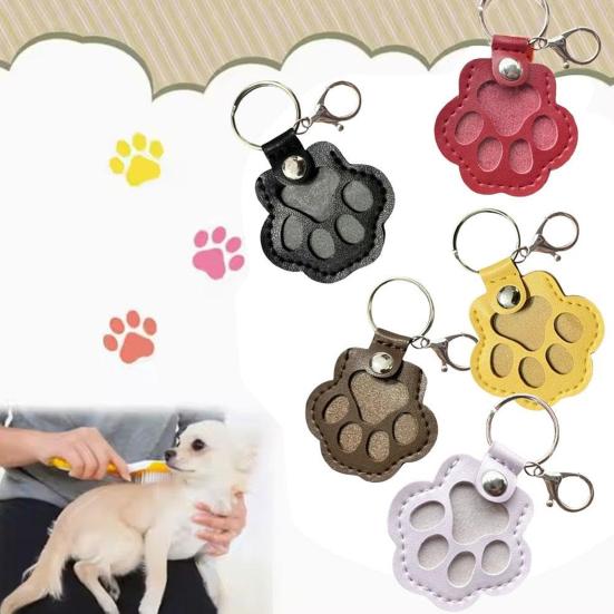 Faux Leather Paw Keychain Pet Hair Keepsake Paw Charm Key Holder Unique Memorial Collection Pet Memorial Gift