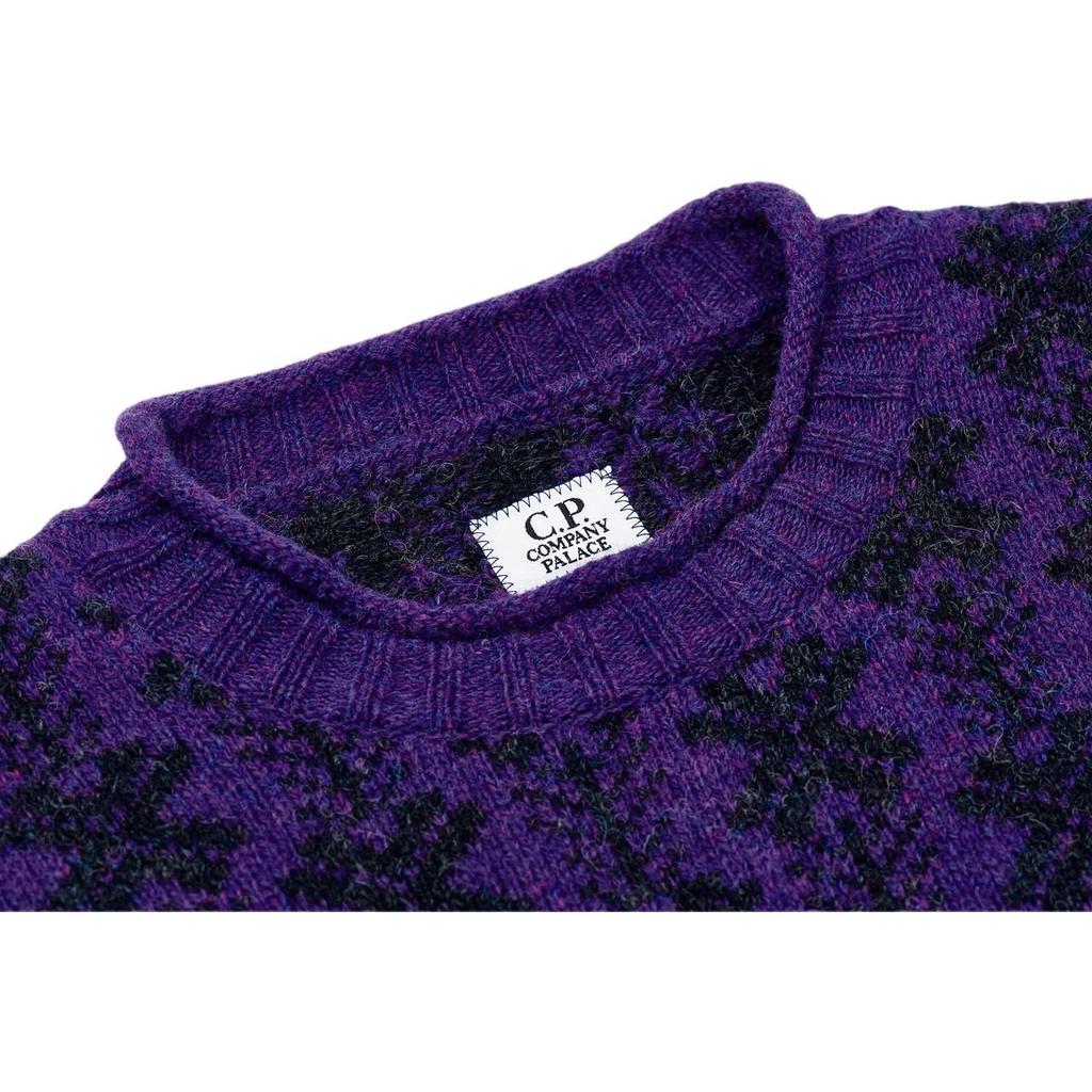 Palace X C.P.Company Ambswool Knit Purple Sweater Unisex Purple Black P23CPKW002