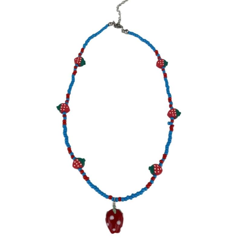 

Colorful Strawberry Beaded Necklace Playful And Sweet Neck Jewelry Advanced Clavicle Chain For Women And Girls 1