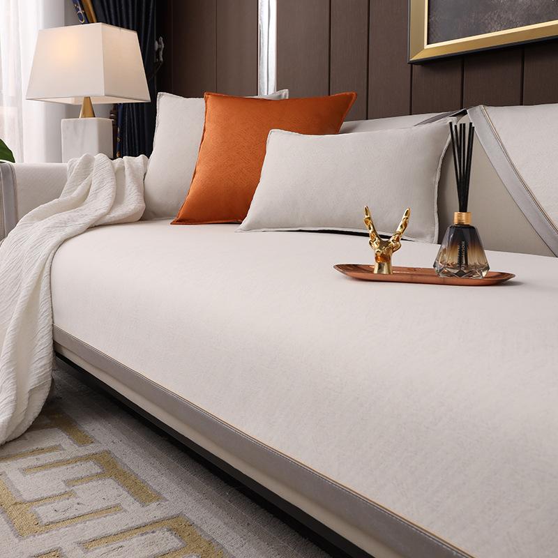 Modern Sofa Cover Gray Wide Edge Solid Color Anti-slip Combination Sofa Cushion Cover Living Room Furniture Dust Protection