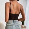 VEZFAA Damenmode Lässig Einfarbig Print Sommer Frühling Ärmellos Träger Bodys