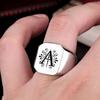 European and American Cross Stainless Steel Ring Jewelry Silver 26 Letter Titanium Steel Ring Men's Ring Jewelry Factory Wholesale