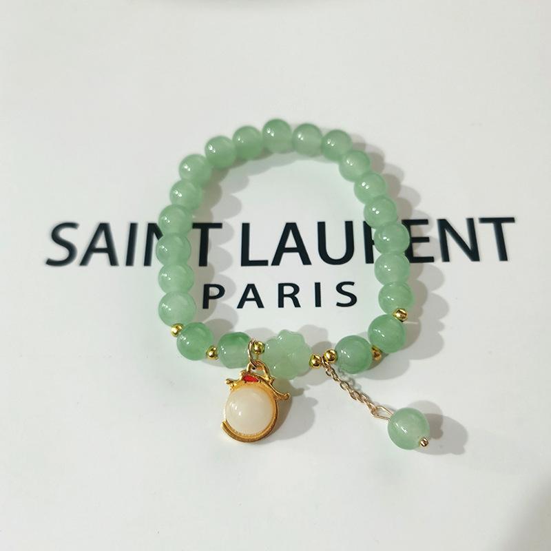 New Women's Mori Style Butterfly Glass Bracelet with Colorful Crackle Beads