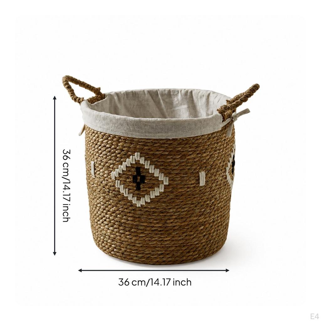 Woven Basket with Handles OpenTop Wicker Laundry Handwoven Rattan Storage Hamper for Home