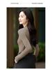 Autumn Women's Half High Neck Knitted Wool Sweater - Slim Fit, Long Sleeve, Plus Size, Elegant Top