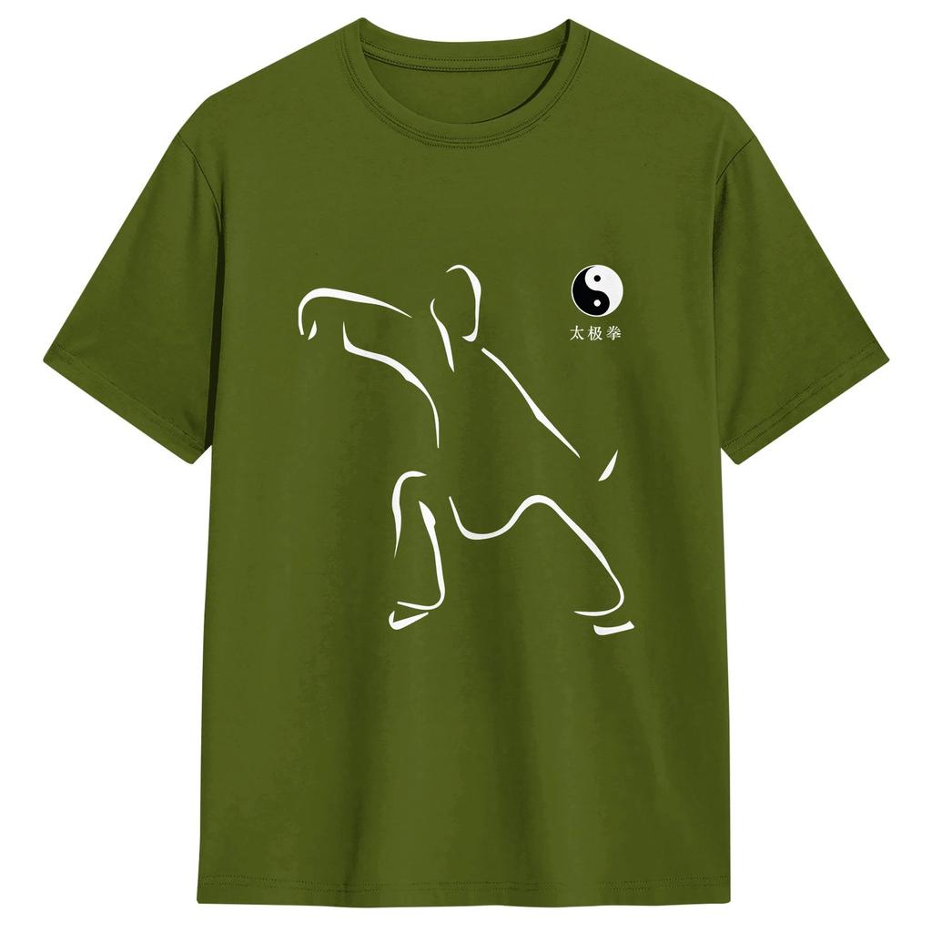 Tai Chi T-Shirt Sommer Baumwoll-T-Shirts Für Unisex Hippie Lässiges T-Shirt Kurzarm Street Style Oberteil Tees
