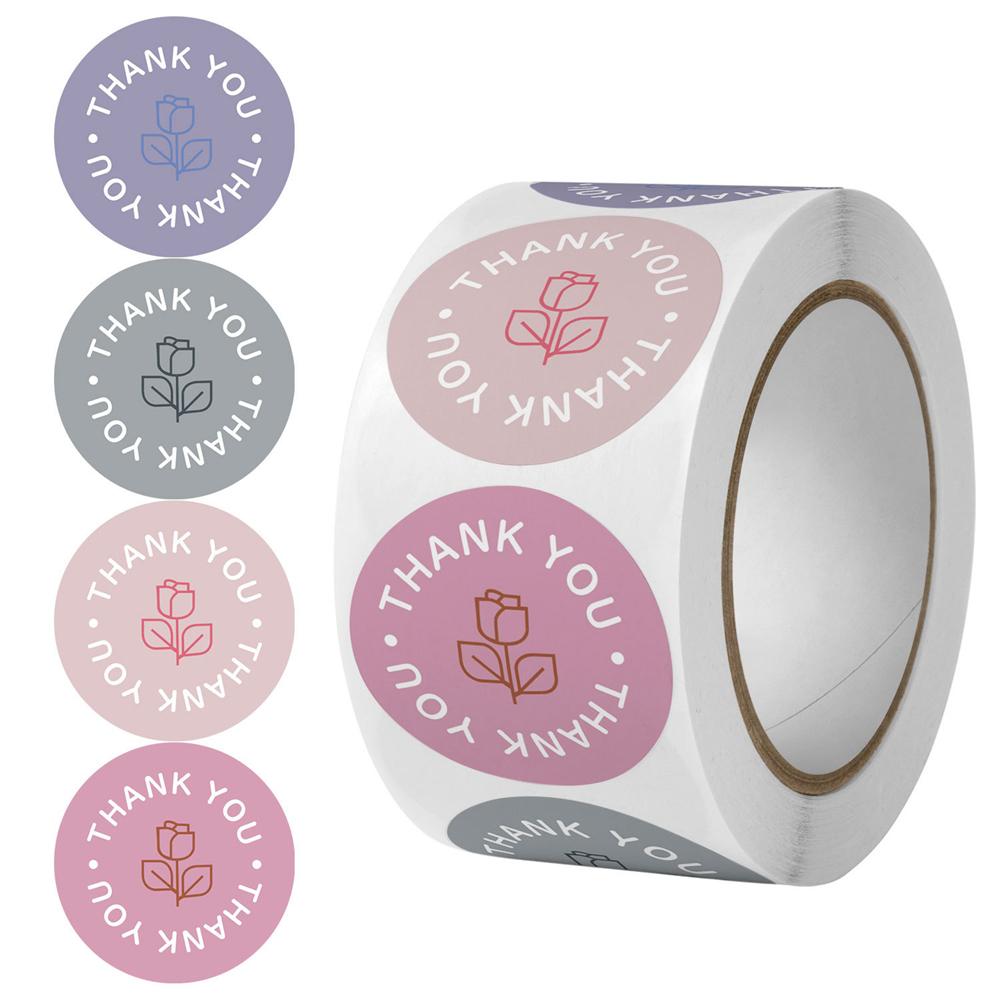 500pcs/roll Thank You Stickers Flower Pattern Party Wedding Decoration Gift Envelope Seal Labels Scrapbooking Stickers
