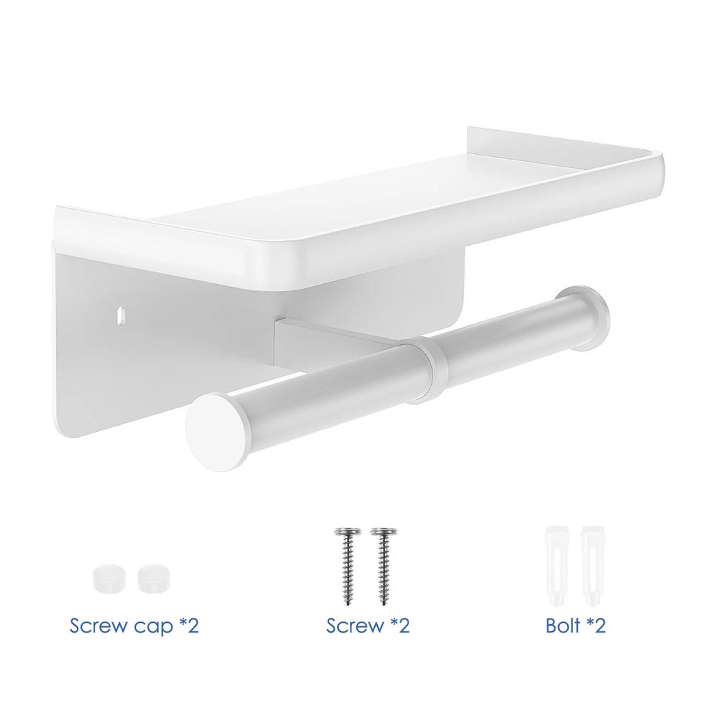 Suport dublu pentru hârtie igienică Montare pe perete în baie Dispenser pentru șervețele de hârtie Organizer raft pentru role de prosop de baie Aliaj de aluminiu