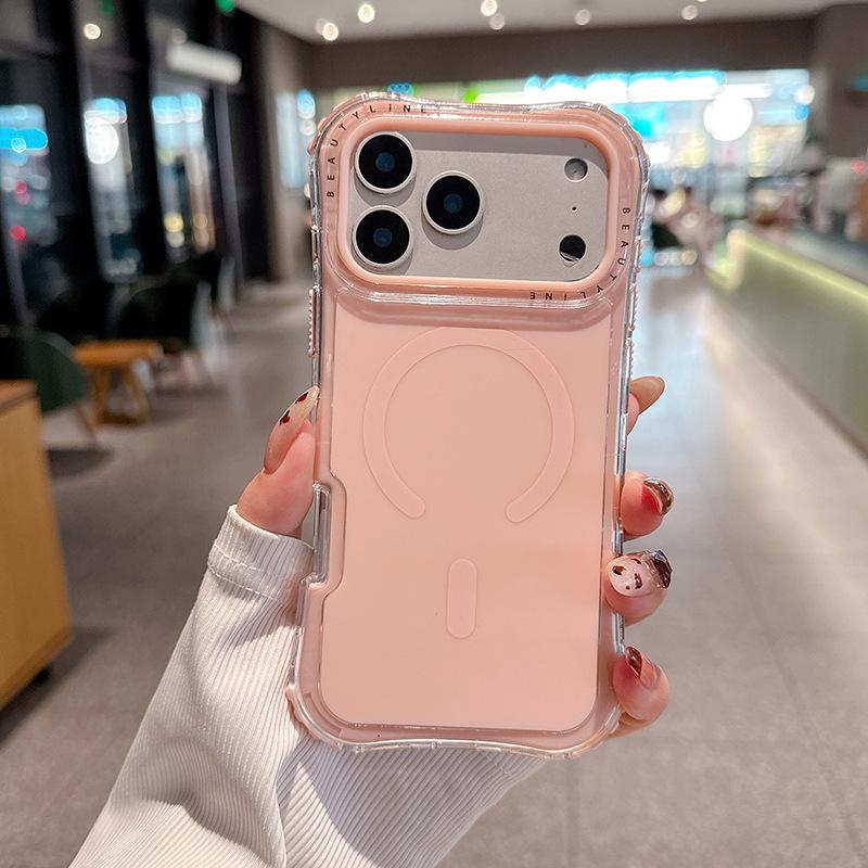 For IP17promax Magnetic Waist Beautiful Solid Color Skin Feel TPU Three-in-one Mobile Phone Case for Apple 17 Mobile Phone Case