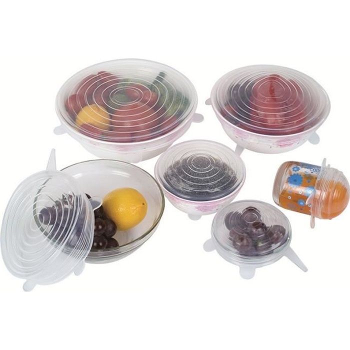 

6pcs Cuisine Silicone Fruit Alimentaire Couverture Couverture Frais Lave-vaisselle Microwa