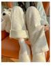 Japanese Fleece-Lined Rainbow Sticky Rice Pants: Petite Autumn/Winter Casual Knit Wide-Leg 145-150
