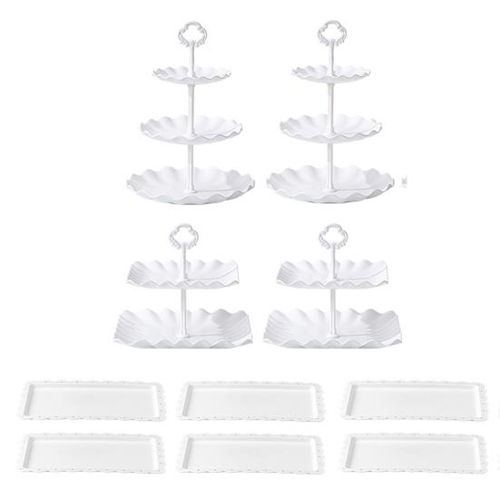 3-Tier Cupcake Stands with Dessert Trays Table Display Candy Cake Tiered Tray Treats Favors Serving Trays for Tea Party Wedding Baby Shower