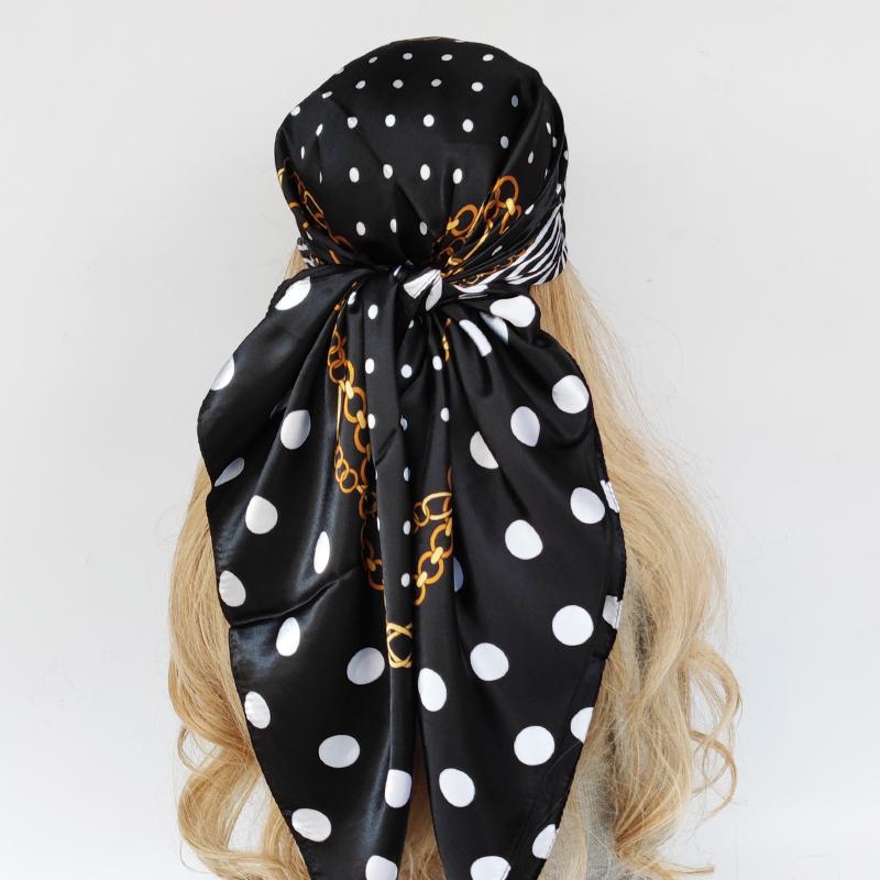 90*90cm Silk Scarf Scarftop Headwraps For Woman Fashion Four Seasons Hair Accessories Hijab Foulard Bandana Femme Headscarf