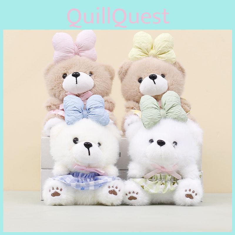 Plush Bear Keychain With Bowknot For Kids Gift And Bag Decor