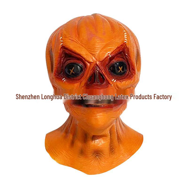 Spooky Pumpkin Latex Mask for Halloween Cosplay and Party Fun